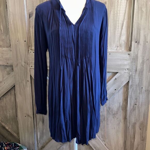 Old Navy Blue Dress Tunic Plissse Pleat - Picture 6 of 10